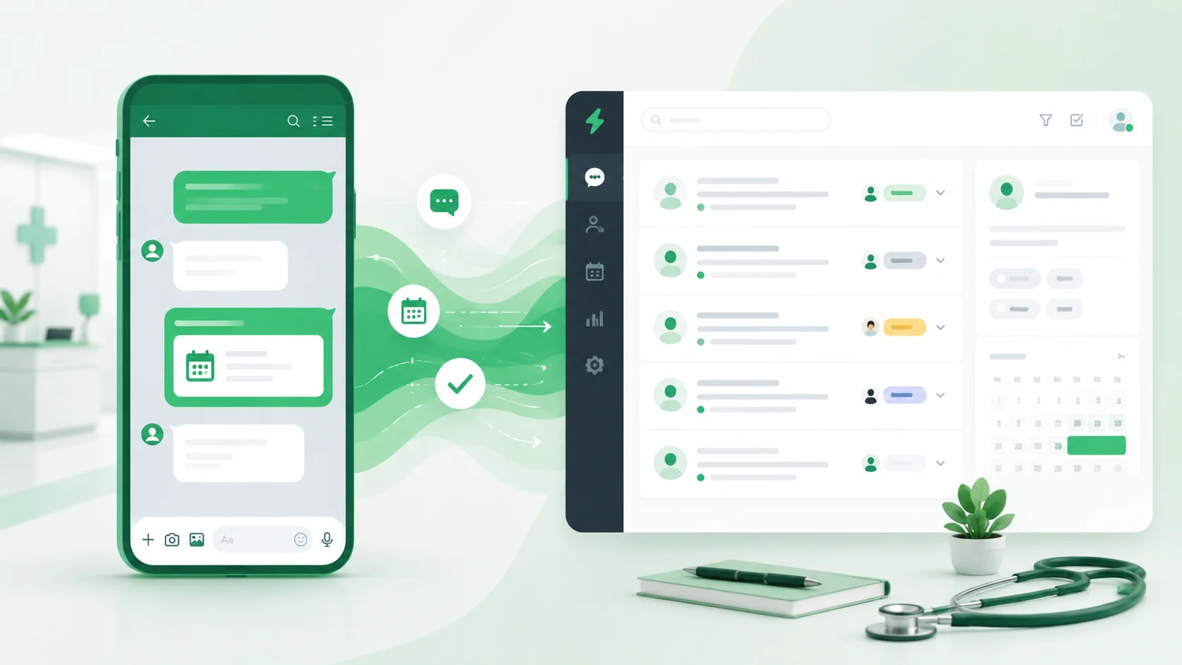 LINE messaging interface connecting into a unified clinic booking inbox